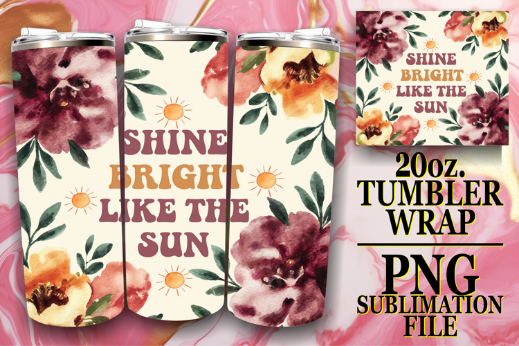 Happy Hearts 20oz tumbler wrap, Flower Quote