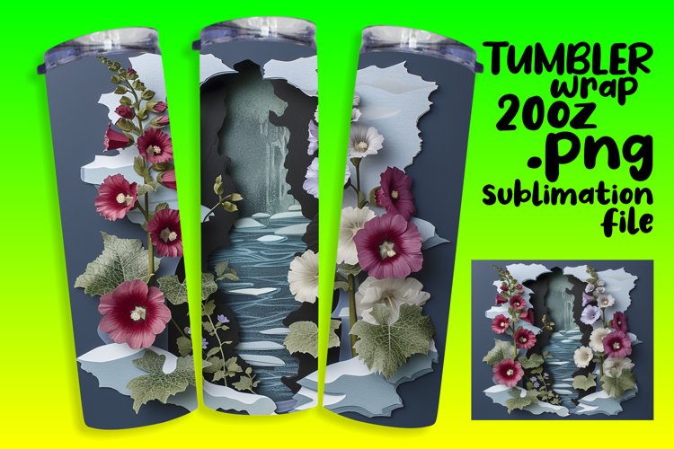 3D Flower in Hole Tumbler Wrap for 20oz Sublimation