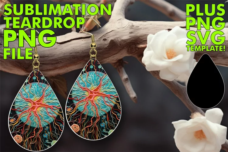 Embroidered Teardrop Earring Art