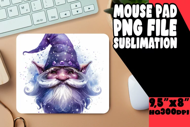 Dreamy Days: Watercolor Gnome Mouse Pad Design Sublimation