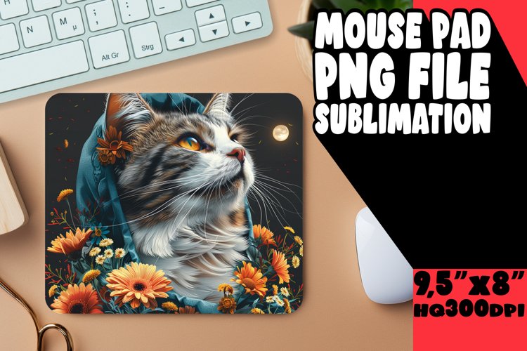 Funny Feline Joy Sublimation Mousepad PNG example image 1
