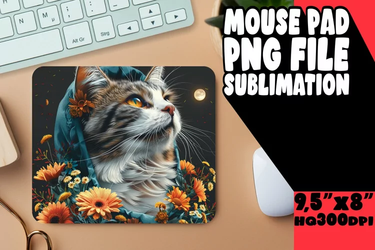 Funny Feline Joy Sublimation Mousepad PNG