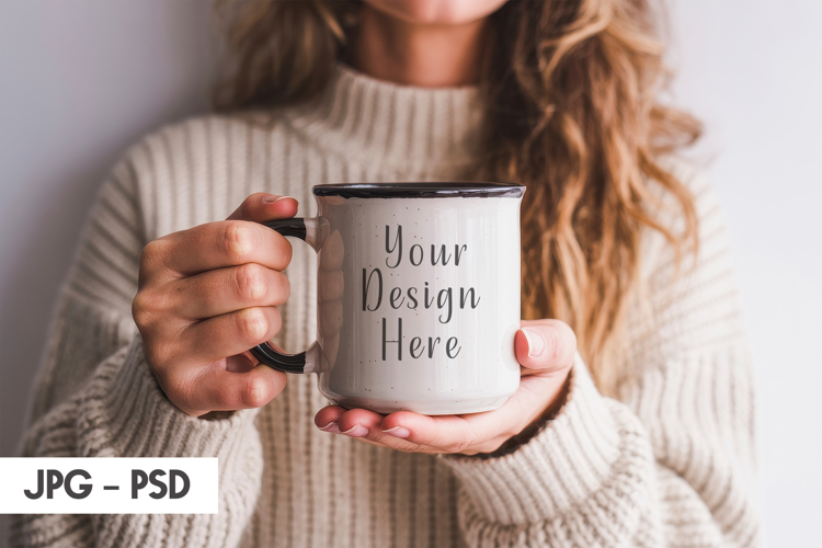 Women Holds Tumbler Mockup PSD