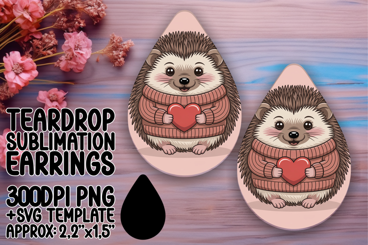Stylish Teardrop Earrings PNG Template , Valenines Animals