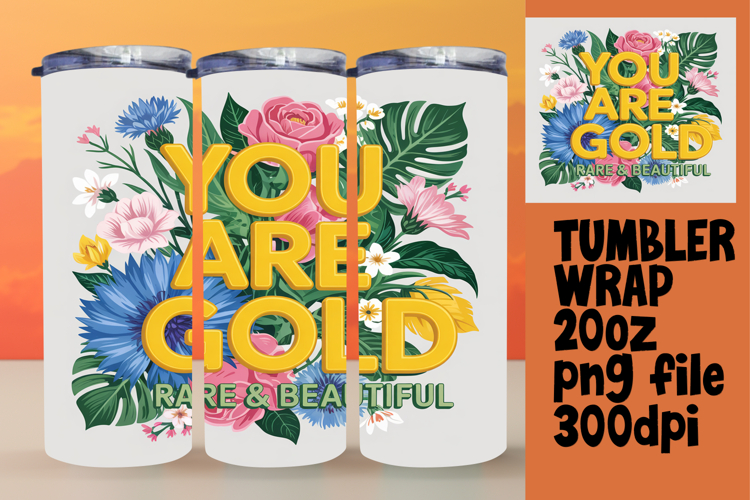 CHARMING 20oz Tumbler Template for Custom Gifts , Flower Quo