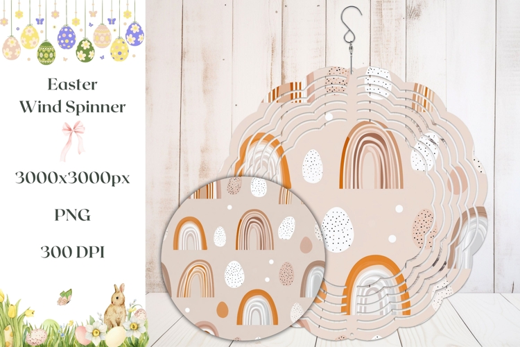 Boho Easter Eggs Wind Spinner, Rainbow Wind Spinner Design