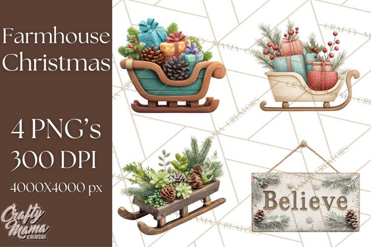 Farmhouse Christmas Wreath Png Image 6