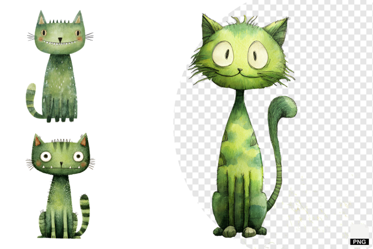 Green Zombie Cat Clipart
