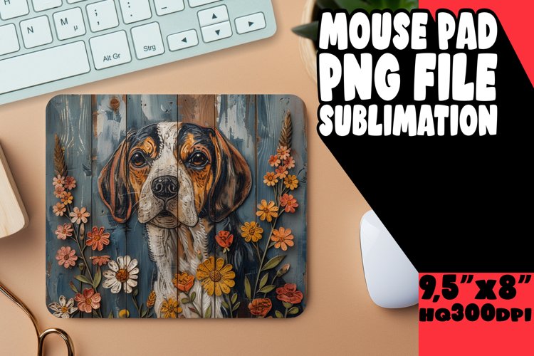 Wooden Dog Sublimation Mouse Pad example image 1