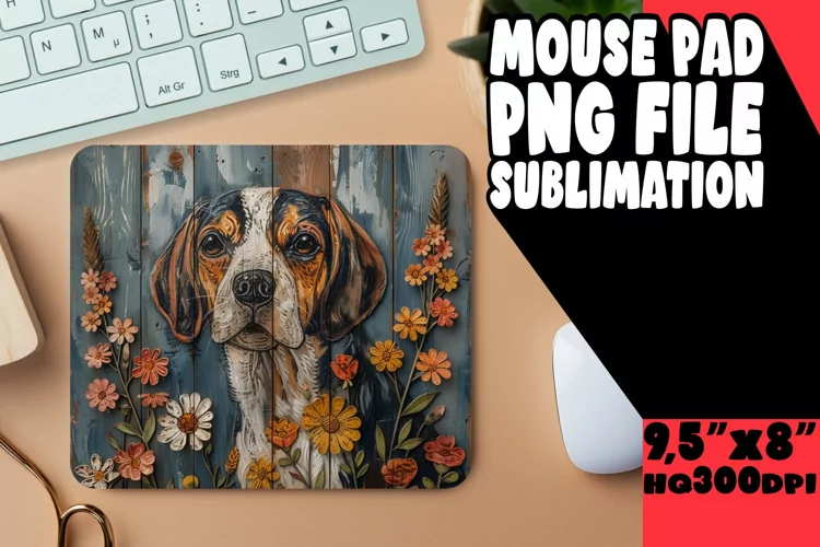 Wooden Dog Sublimation Mouse Pad