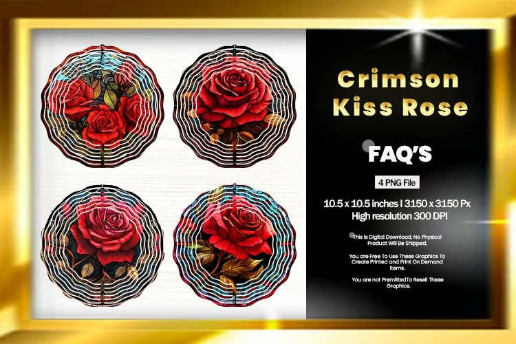 Crimson Kiss Rose Wind Spinner Sublimation - 04 Variations