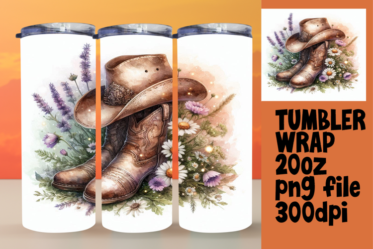 VIBRANT 20oz Tumbler Wrap for Sublimation , Western