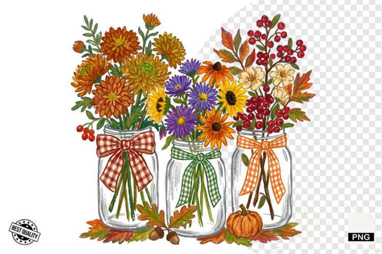Autumn Mason Jars Clipart example image 1