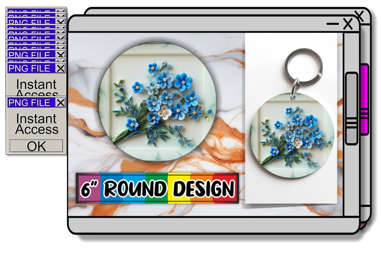 Spring Bloom Keychain 3D Circle Design example image 1