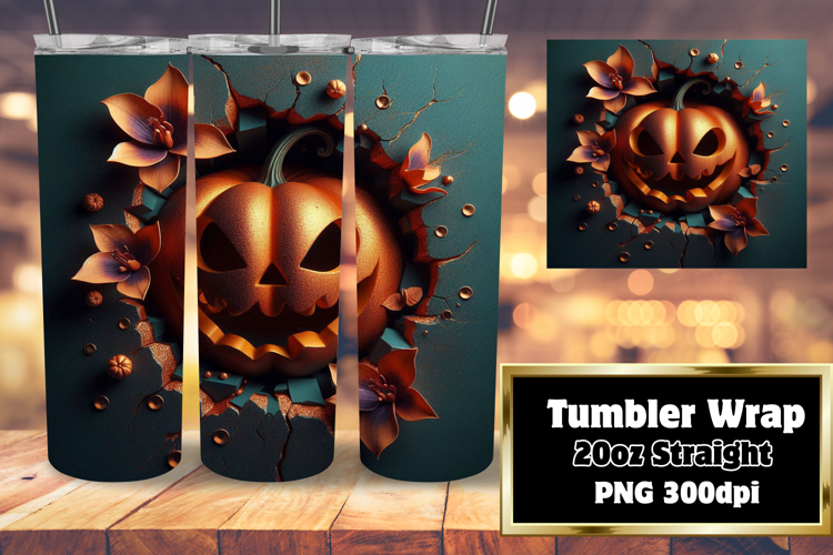 GRACEFUL 20oz Tumbler Wrap , 3D Pumpkin