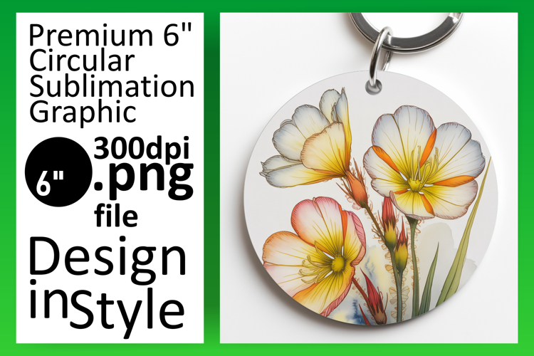 Stylish Circle Design for Keychains , Flowers