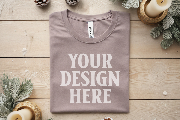 Christmas Bella Canvas 3001 Athletic Heather Folded Tshirt