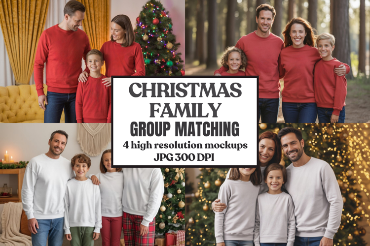 Christmas Family Matching T-Shirt Mockups | Holiday Group