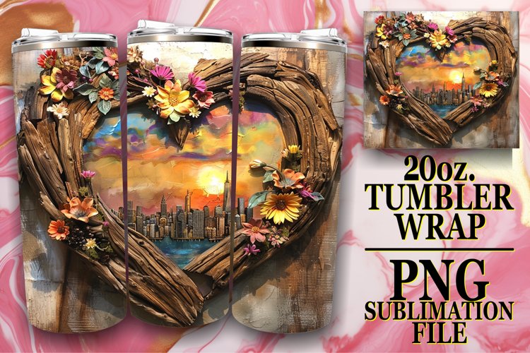 Flower Cascade Tumbler Wrap Sublimation - Woodland Charm example image 1