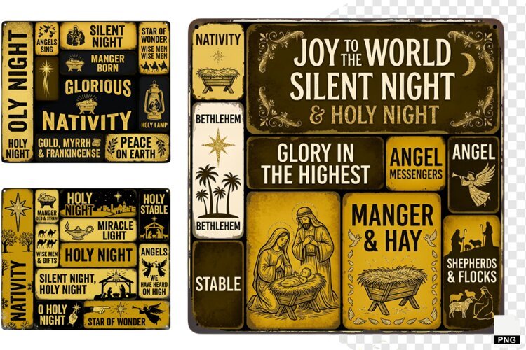 Christmas Nativity Signs PNG example image 1