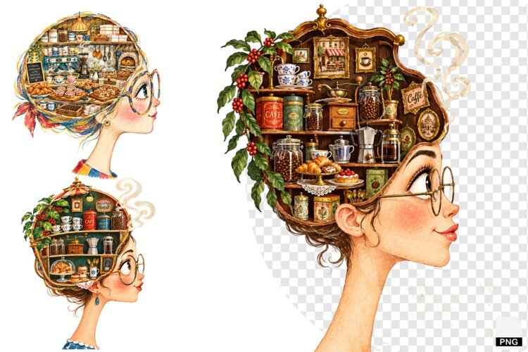 Girl loves Coffee PNG example image 1