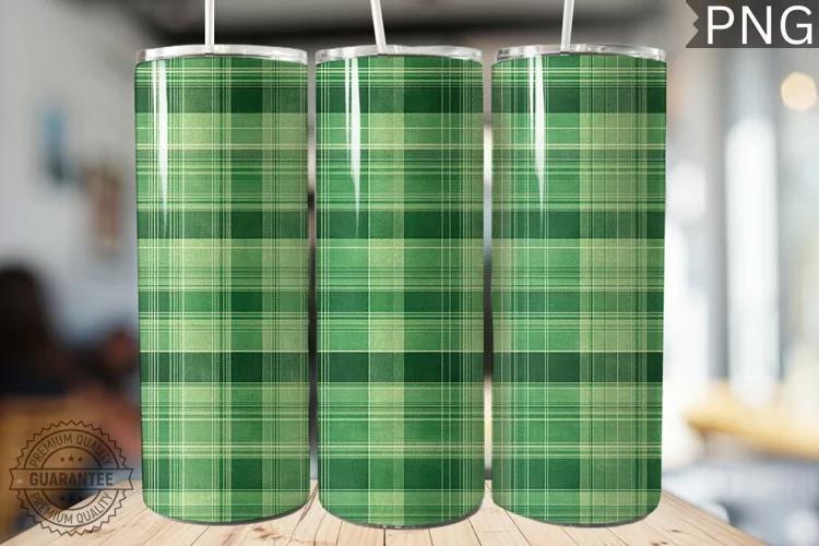 Green Plaid Tumbler Wrap - High Quality 300 Dpi