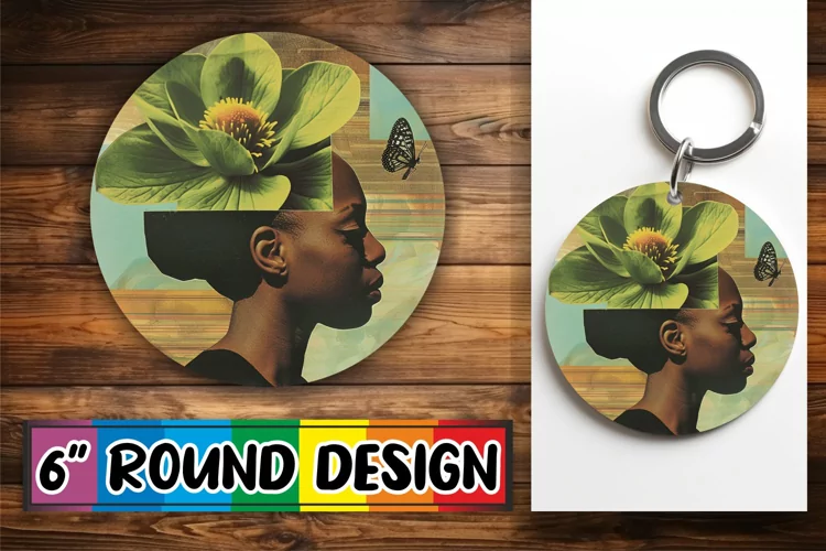 Artistic Black Woman Round Design Abstract Art PNG