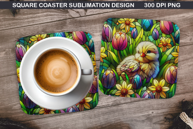 Chicks Coaster Sublimation, Easter Coaster PNG Design