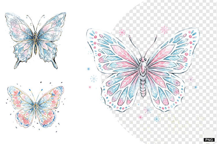 Snowy Butterfly Garden Clipart example image 1
