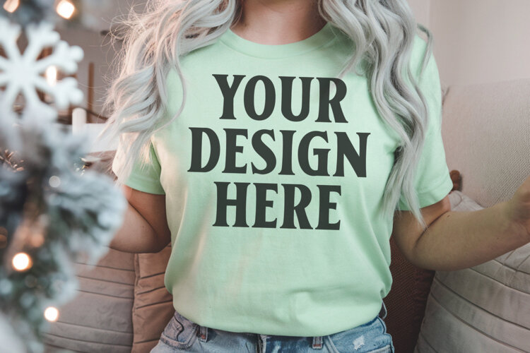 Bay Comfort Colors 1717 Christmas Shirt Mockup, Cozy Mockup example image 1
