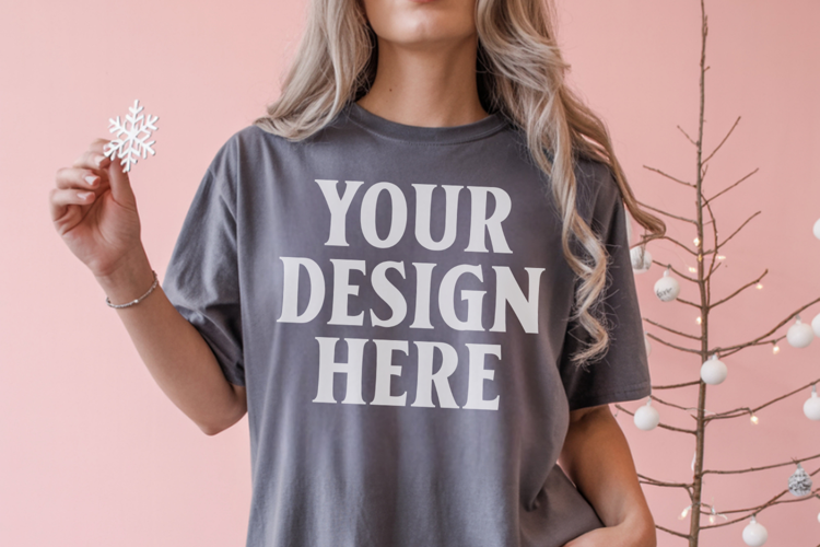 Christmas Comfort Colors 1717 Pepper T-Shirt Mockup Real