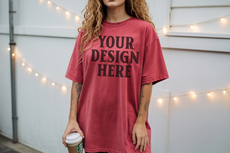 Christmas Comfort Colors 1717 Crimson TShirt Mockup, CC 1717