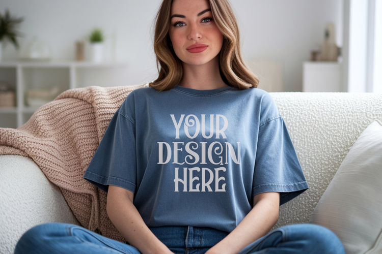 Denim Comfort Colors 1717 T-shirt Mockups,1717 Mockups