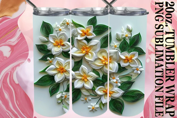 Fresh Delicate Whimsical 3D Petal 20oz Tumbler Wrap