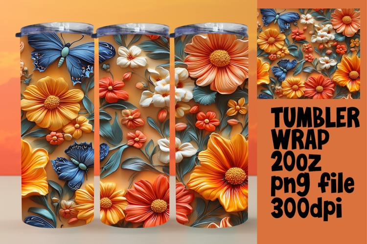 Charming 20oz Tumbler Design , 3D Flower