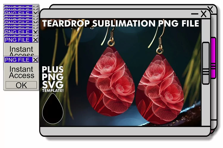 Blossom Beauty Teardrop Earring Sublimation - Chic Design