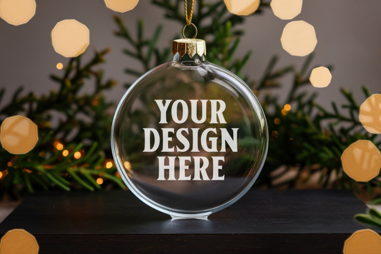 Acrylic Christmas Ornament Mockups | Clear Holiday Ornament