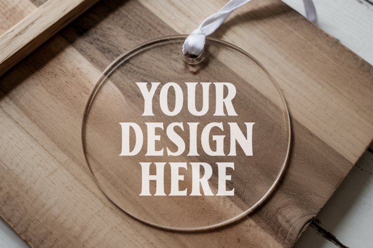 Acrylic Christmas Ornament Mockups | Clear Round Holiday