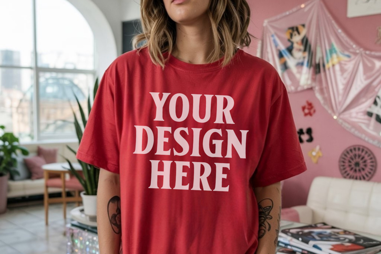 Comfort Colors 1717 Red T-Shirt Mockup