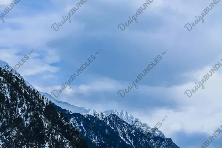 View of the rocky mountain with snow in Malam Jaba Swat