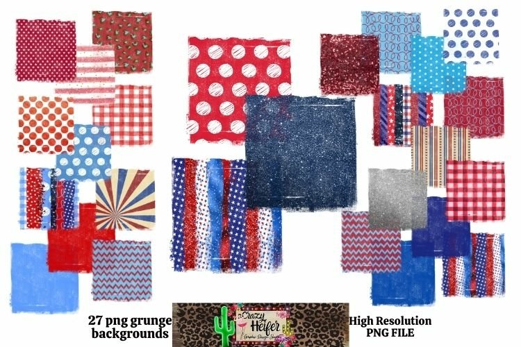 Patriotic July 4th Grunge Backgrounds for Dye Sublimation example image 1