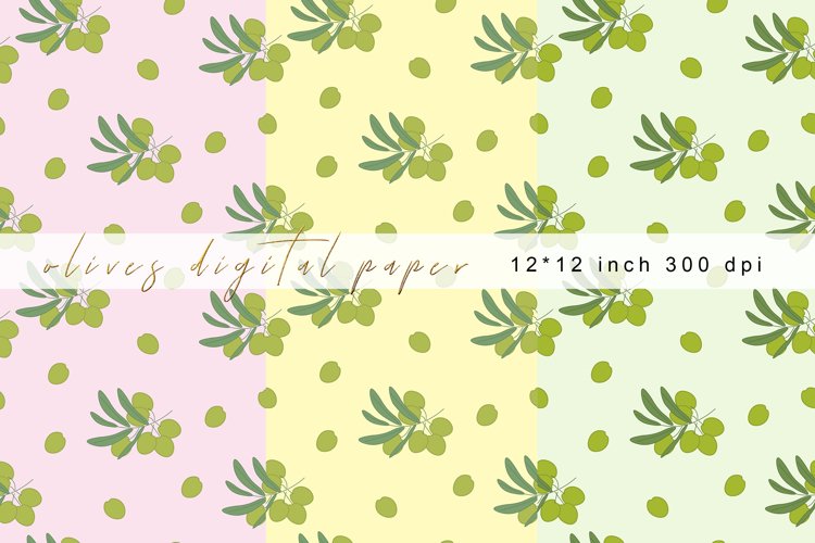Olives Digital Paper.Olives Seamless Patterns