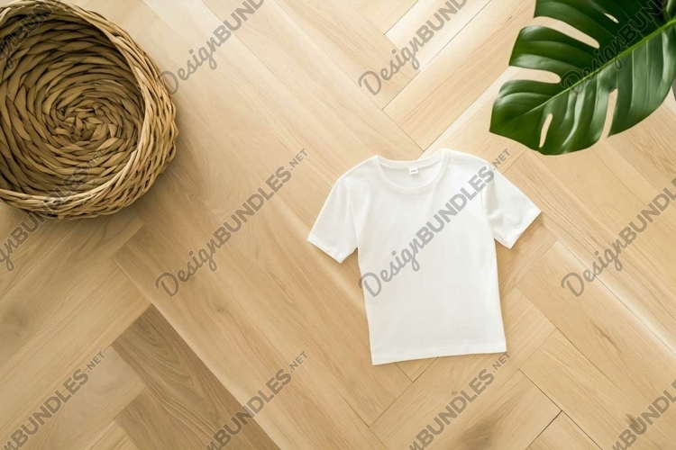 White T-shirt on a wooden background