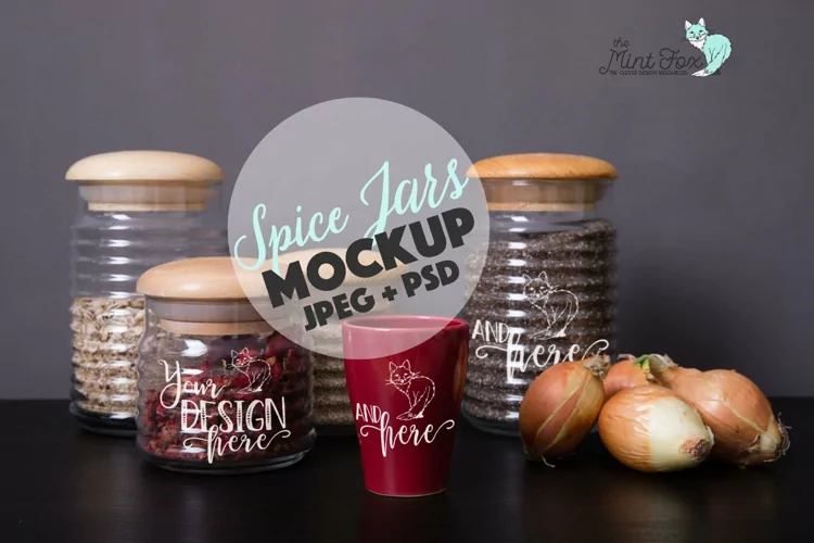 Spice Jars Mockup | PSD & JPG Mocku