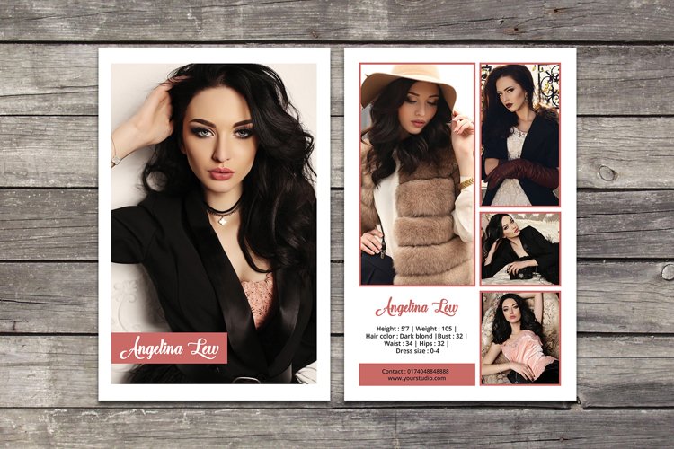 Modeling Comp Card Template, Ms Word & Photoshop Template