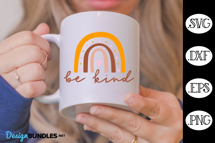 Be Kind Boho Rainbow SVG, Inspirational SVG example image 1