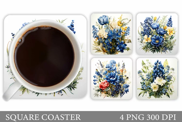 Wildflowers Coaster Design. Flowers Coaster Sublimation