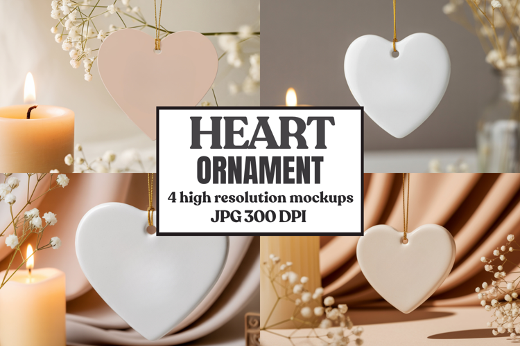 Christmas Love Heart Ornament Mockup | Holiday Hanging