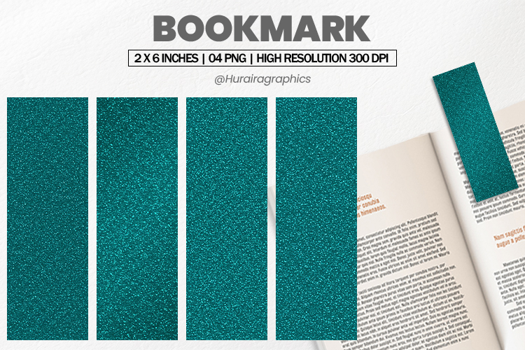 Teal Glitter Bookmarks PNG, Bookmark Sublimation