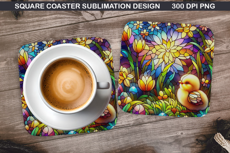 Chicks Coaster Sublimation, Easter Coaster PNG Design